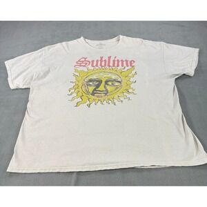 Sublime Sun Logo Graphic T-Shirt Mens 2XL Off-White 40oz to Freedom Band Tee